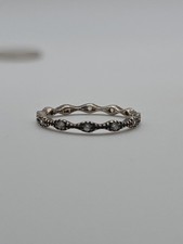 Sterling Silver 925 Wavy Thin CZ Textured Band Ring Size 6.5