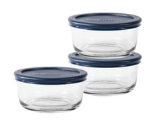 GLASS FOOD STORAGE CONTAINERS 3-Pack with Lids, 2 Cup Round