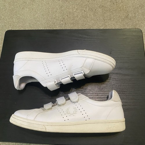 Scarpe da tennis Fred Perry uomo 10 sneakers bianche pelle casual B721 cinturino ad anello - Foto 4 di 8