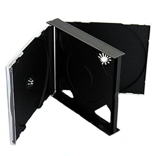 5 x 4 Way Black CD Jewel Case 23mm Spine Holds 4 Discs Replacement case - Afbeelding 12 van 24