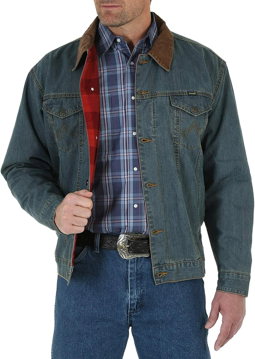 Wrangler men's western style lined hotsell denim jacket