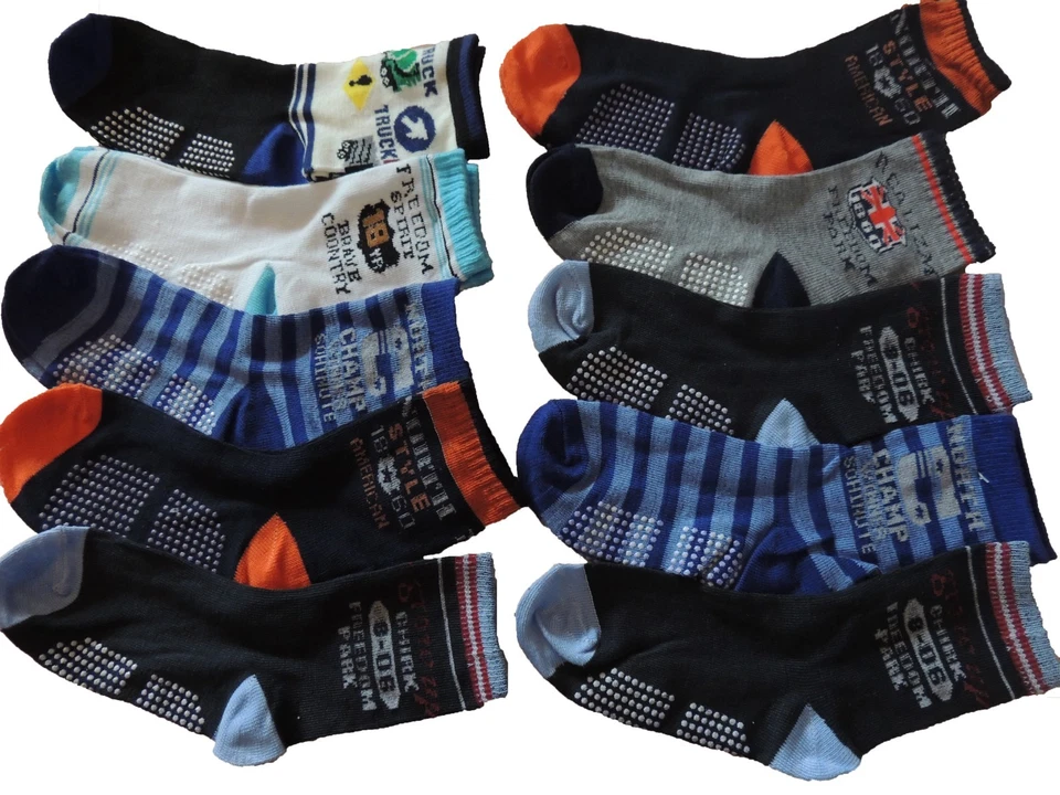 NO-NAME 10 Paar Kinder Jungen ABS Anti rutsch Socken Größe 17-36 18 19 20 21 22 23 24