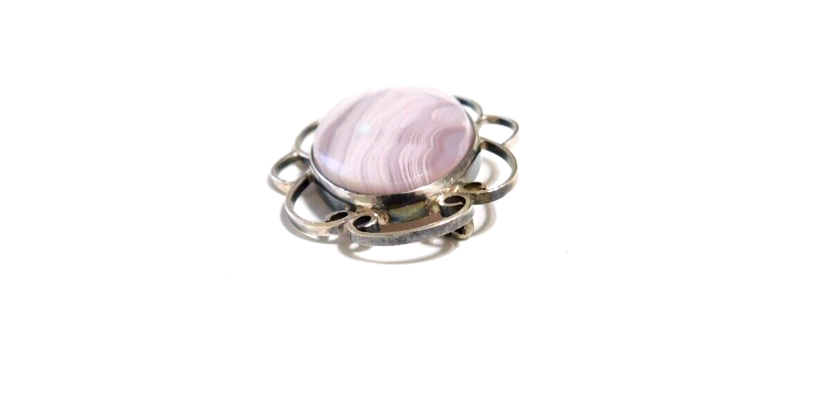 Vintage Sterling Silver Blue Lace Agate Pin Brooch PB222 | eBay