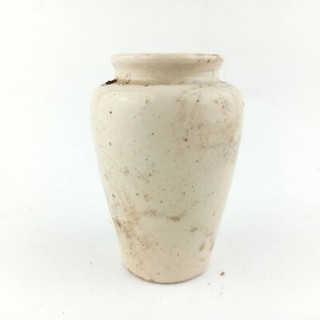 Antique English Stoneware Pot Cream Glaze Primitive Vase Excavated 3.74”