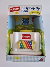 BNIB Vintage 1991 Playskool Baby Toy Pop-Up Bear Spin Click Squeak