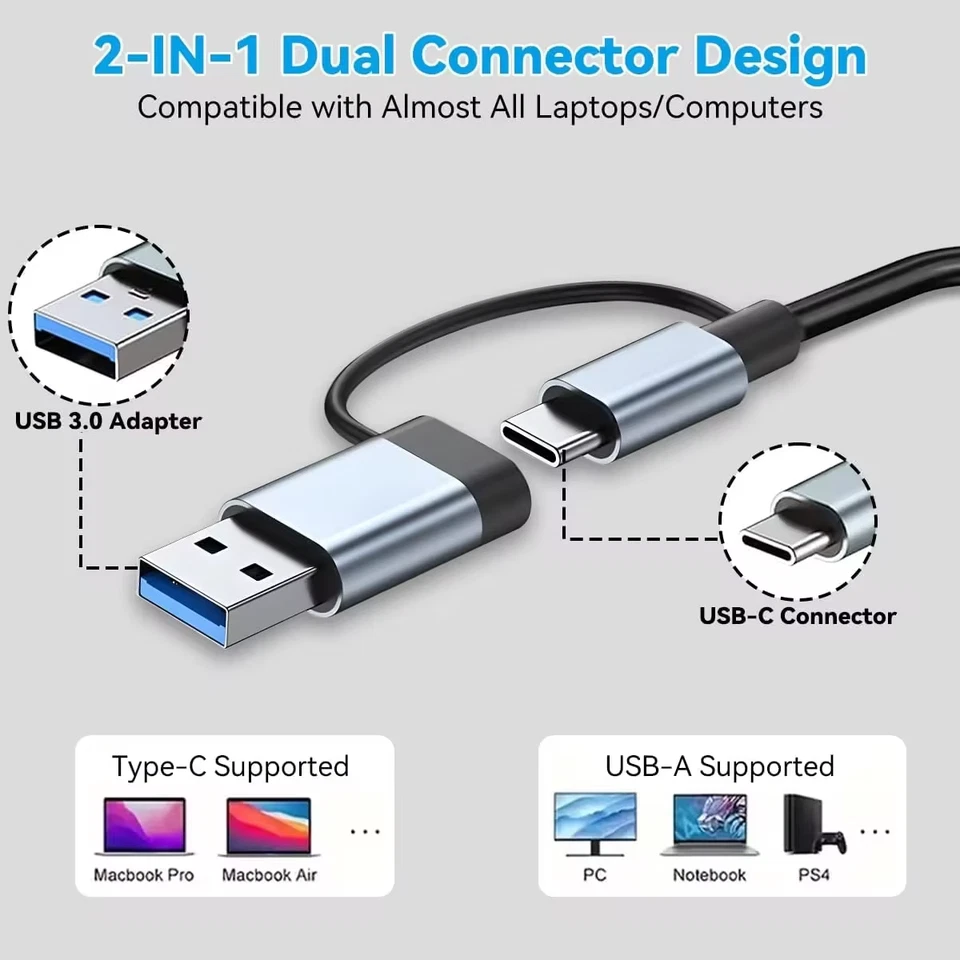 8-IN-1 Adapter  MacBook  USB-C Hub Apple USB 3.0 Samsung Micro SD Kartenleser - Bild 4 von 4
