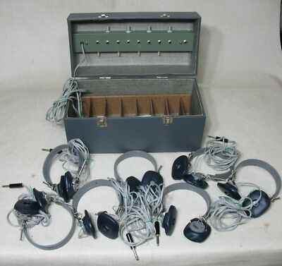 SENSIPHONE SUPEREX HEADPHONES SET LOT 7 UNITS W/CONTROL CASE USA MADE GOOD CONDI