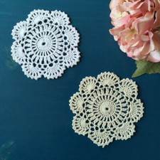 4Pcs/Lot Vintage Hand Crochet Cotton Lace Doilies Small Round Coasters Cup Mats