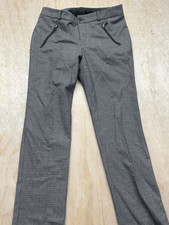 LRL Ralph Lauren Houndstooth Pants Wool Spandex Fully Lined Leather Trim Size 8