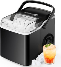 Countertop Ice Maker, 9 Cubes Ready in 6 Mins, 26Lbs in 24Hrs, Portable Ice Mach