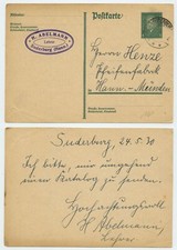 112172 - Ganzsache P 181 - Postkarte - Suderburg 24.5.1930 nach Hann. M&uuml;nden