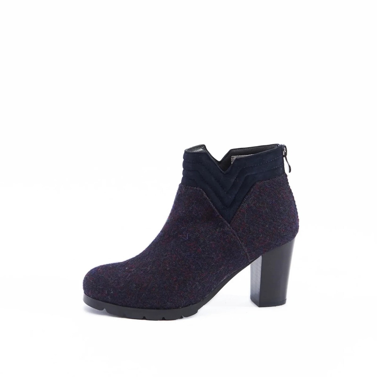 ISLANDER The LENNOX Navy Harris Tweed/Sheepskin Ladies Ankle Boot