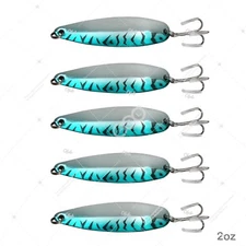 5pcs 2oz Blue Mackerel crocodile Spoon trolling flutter Casting jig Metal Lure