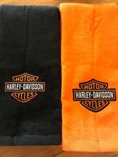 Asciugamano Harley-Davidson logo moto 1 arancione e 1 nero asciugamani set di 2