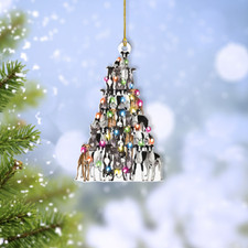 Greyhound Dog Christmas Tree Ornament, Greyhound Dog Merry Christmas Ornament