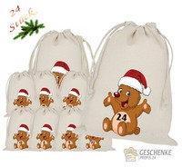 Weihnachtskalender TeddybäR Adventskalender Zum BefüLlen 24 StoffsäCkchen Beutel