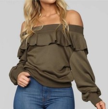 Fashion Nova Ruffle Off The Shoulder Dress - Medium