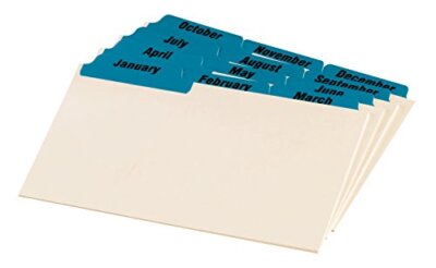 Durable Index Card Guide, 3 x 5, Jan - Dec, Blue (04613)