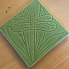 Crate And Barrel Tile Trivet Green With Drago...