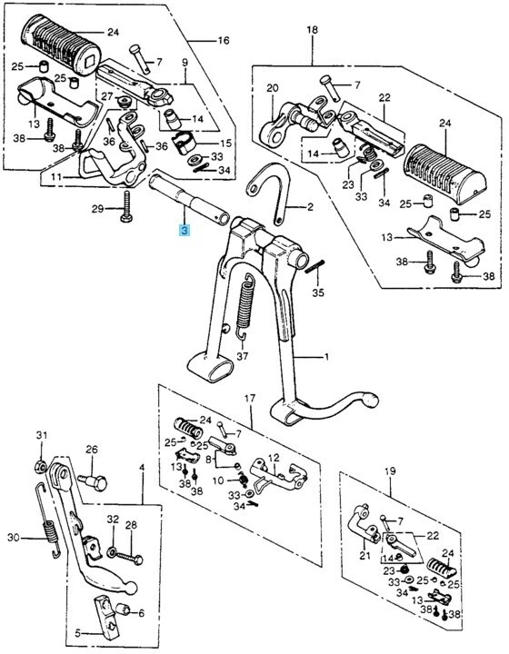 Eje de pivote de pie genuino HONDA CB400F 1976-1977 50526-399-000 FABRICANTE DE EQUIPOS ORIGINALES Foto 4 de 4