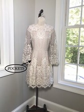 Eliza J Bell Sleeve Ivory & Mauve Dress with Pockets - Women’s 4 NEW $158