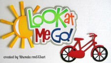 LOOK AT ME GO BIKE BOY title paper piecing Premade Scrapbook Pages by Rhonda