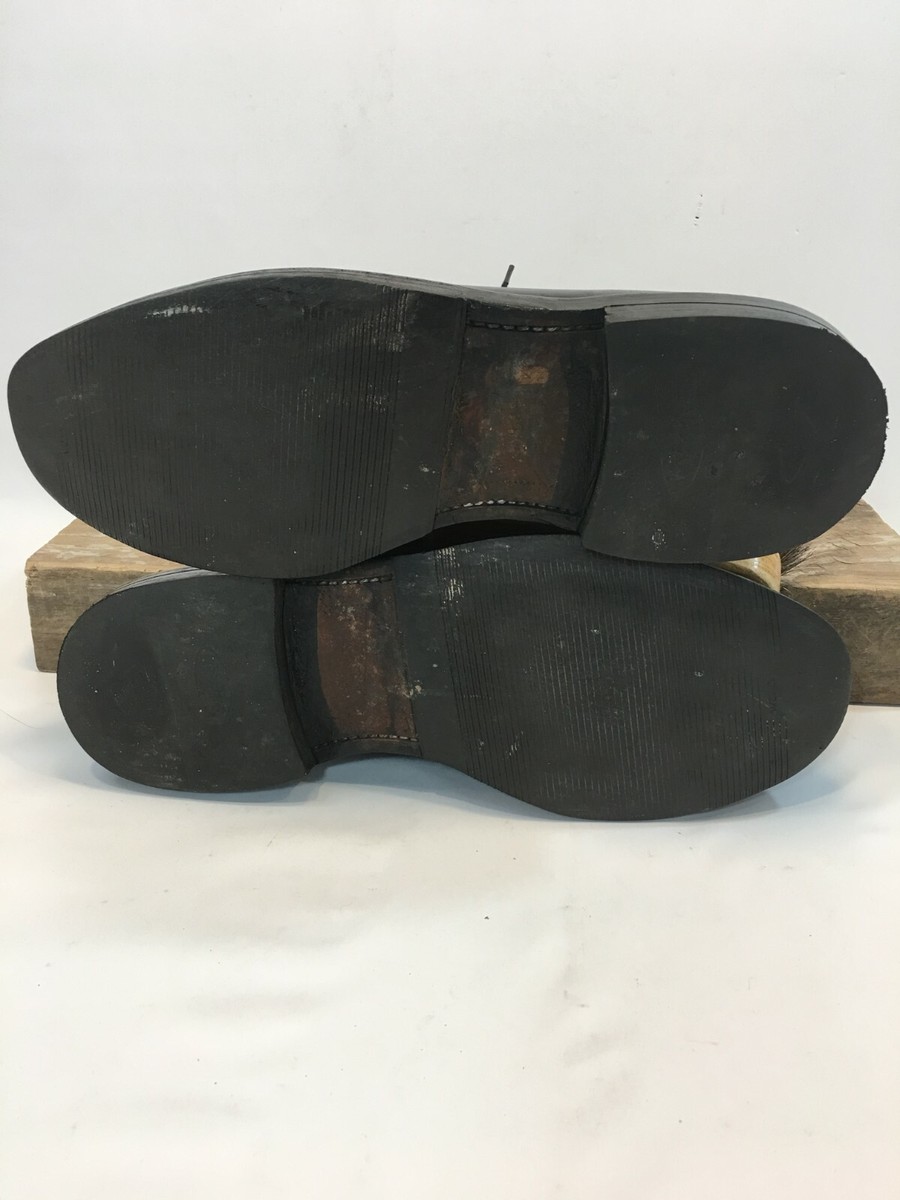 Allen Edmonds Black Leather Leeds Plain Toe Blucher Shoes 9