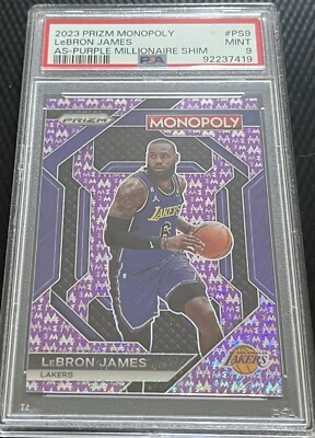 2023 LeBron James PSA 9 Prizm Monopoly Purple 20/50 Card #PS9 