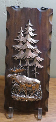 VTG BUTTE COPPER CO. WOOD COPPER 3D MOOSE PLAQUE 11.5 X 5'' LODGE CABIN