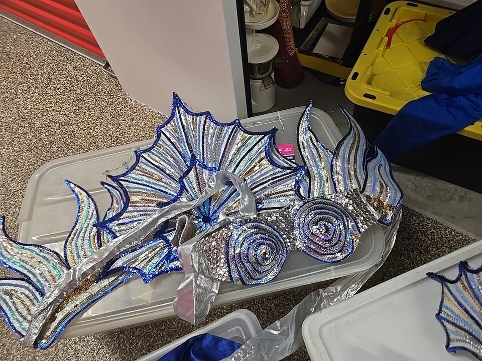 2 fantasias vintage de Netuno e rainha do mar carnaval samba mardi gras feitas à mão Panamá - Imagem 3 de 4