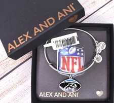 NEW NWT Alex and Ani NFL Carolina Panthers II Silver Bracelet w/Card & Box