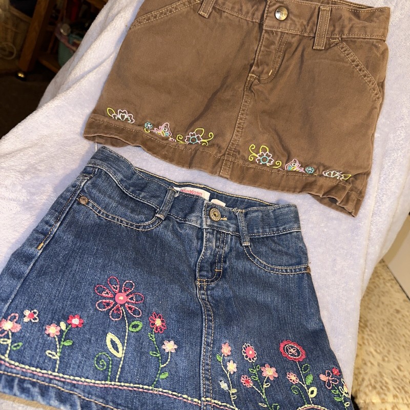 2 SKIRT LOT OSHKOSH SONOMA DENIM SHORT LINED SZ 5 & 6X
