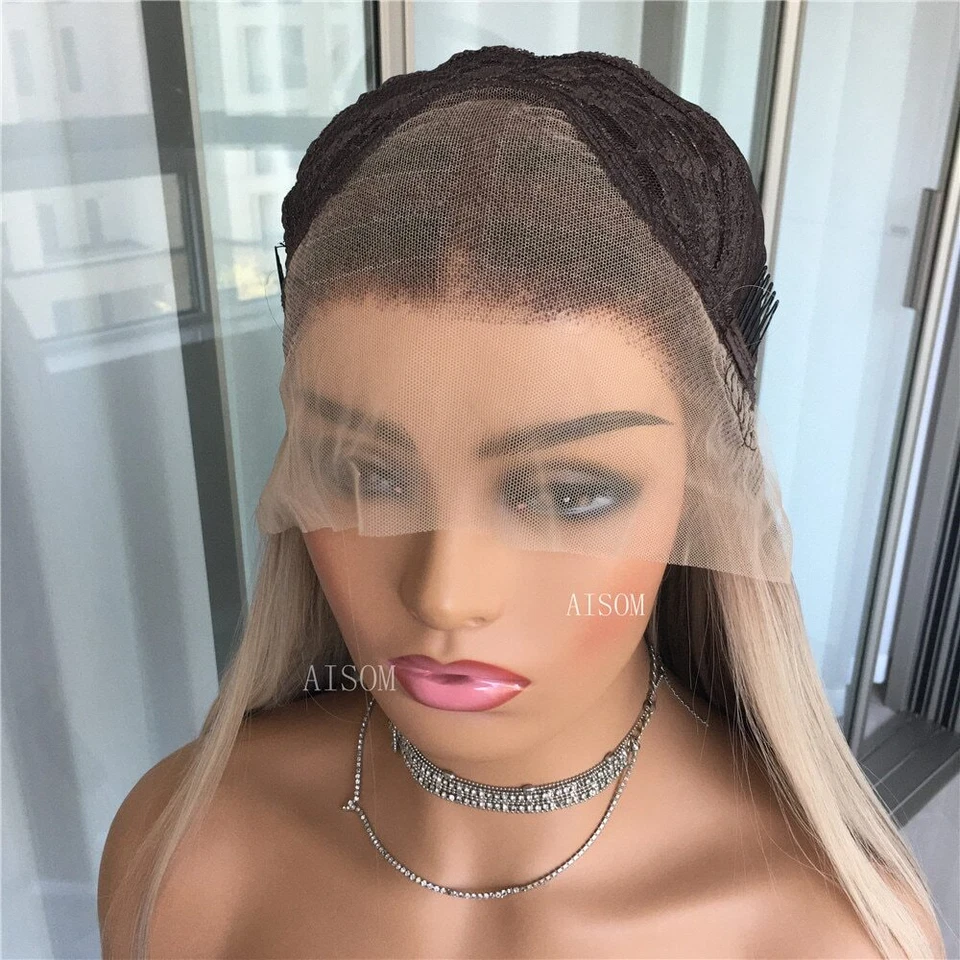Platinum Straight Lace Front Wig Synthetic Hair for Women Glueless Lace Frontal - Image 4 of 4