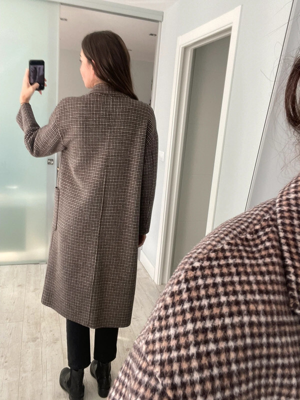 MASSIMO DUTTI HANDMADE OVERSIZE WOOL CHECK TARTAN COAT 6441 MASSIMO DUTTI HANDMADE OVERSIZE WOOL CHECK TARTAN COAT 6441