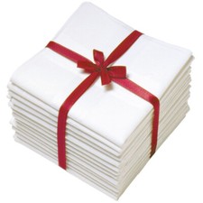 12 PCs HANDKERCHIEF s WHITE PLAIN PURE SOFT COTTON HANKIES FOR MEN