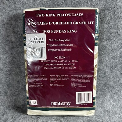 Thomaston Two KING No Iron Cotton Blend Clamshell  Pillowcases  Selected Seconds