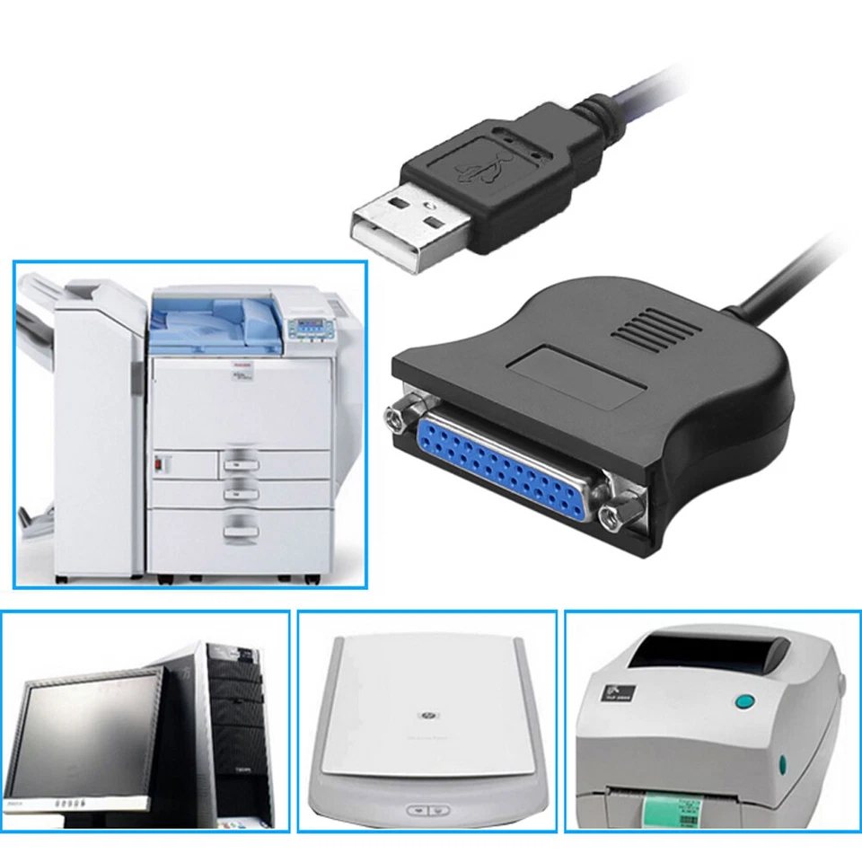 C33 Druckerkabel Adapter USB auf 25 polig USB RS232 auf DB25 parallel Kabel 0.8m - Bild 4 von 4