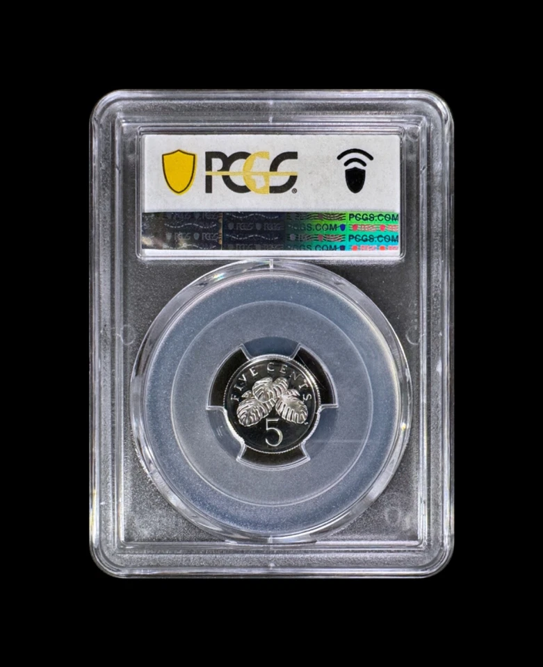 SINGAPORE. 1997, 5 Cents, Silver - PCGS PR69 - Swiss Cheese, Monstera deliciosa - Image 4 of 4