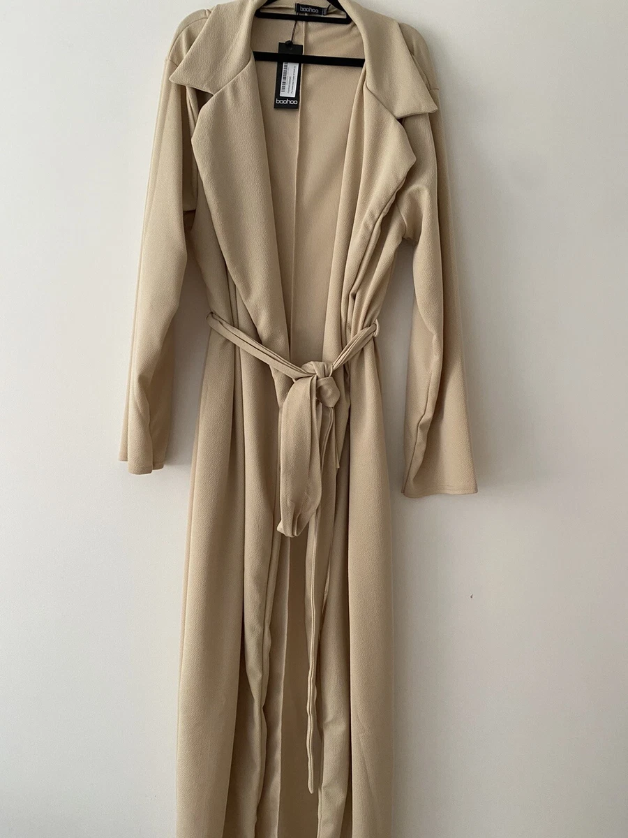 NEW Boohoo Plus Belted Maxi Duster Jacket in Stone-Size 22 | eBay