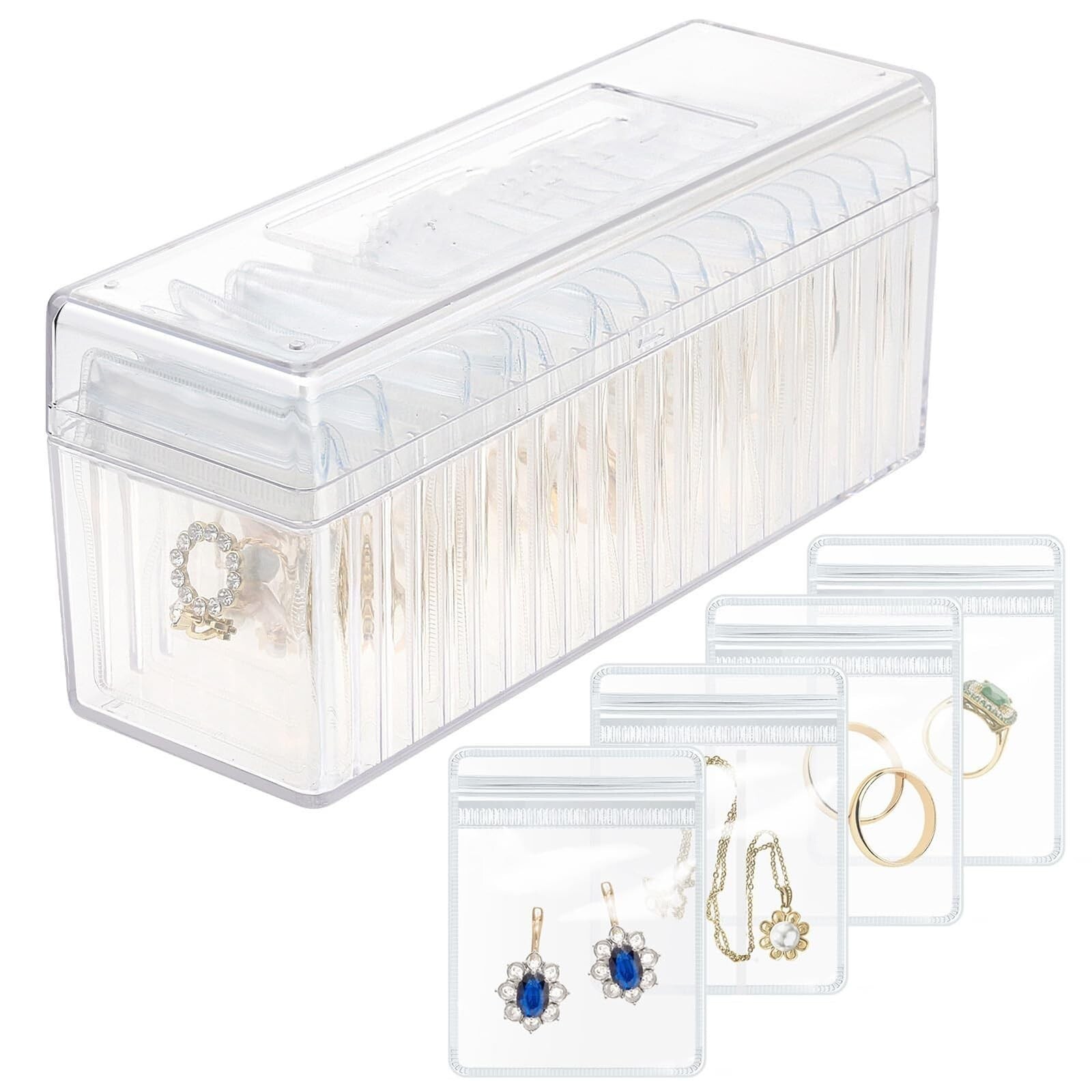 Acrylic Jewelry Box Organizer,Clear Jewelry Organizer Holder with 40 Portable...