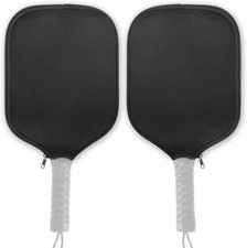 2 Pack Black Pickleball Paddle Cover Convenient Sleeve Bag with Mesh Pocket -BB