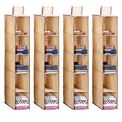 4x Hängeregal Kleiderschrank 5 Fächer Kleider Organizer Schrank Hängeorganizer