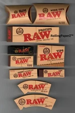 10 Packs RAW Rolling Paper TIPS SAMPLER Bundle 8 styles ASSORTED - 331 TOTAL