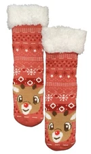 New RUDOLPH THE RED NOSED REINDEER Ladies COZY GRIPPER BOTTOM SLIPPER SOCKS