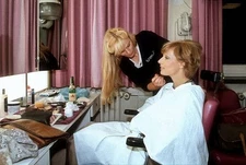 Dagmar Berghoff and make up artist at Studio am in Hamburg Germany Old Photo 2