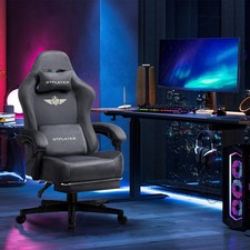 Ergonomic Computer Gaming Chair w/ Footrest Lumbar Support Height Adjustable UK