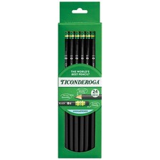 Ticonderoga Wood-Cased Pencils, 2 HB Soft, Black, 1 Count Pack of 24 , Black