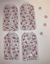 Set Of 4 Barbie Clothes Closet Storage Garment Bag Wardrobe Vinyl Zip VTG 1999
