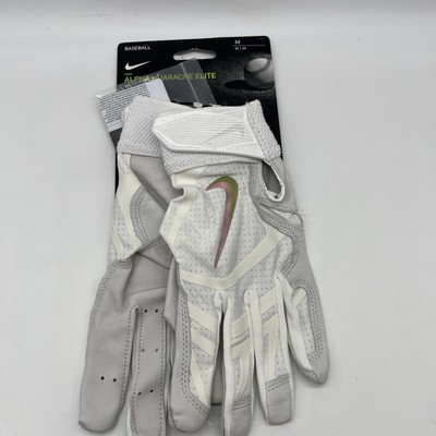 Nike Alpha Huarache Elite Baseball Batting Gloves White Iridescent Adult  Medium