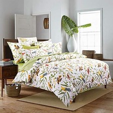 Vintage Botanical Flower Print Birds Bedding 800tc Cotton Sateen Romantic Floral